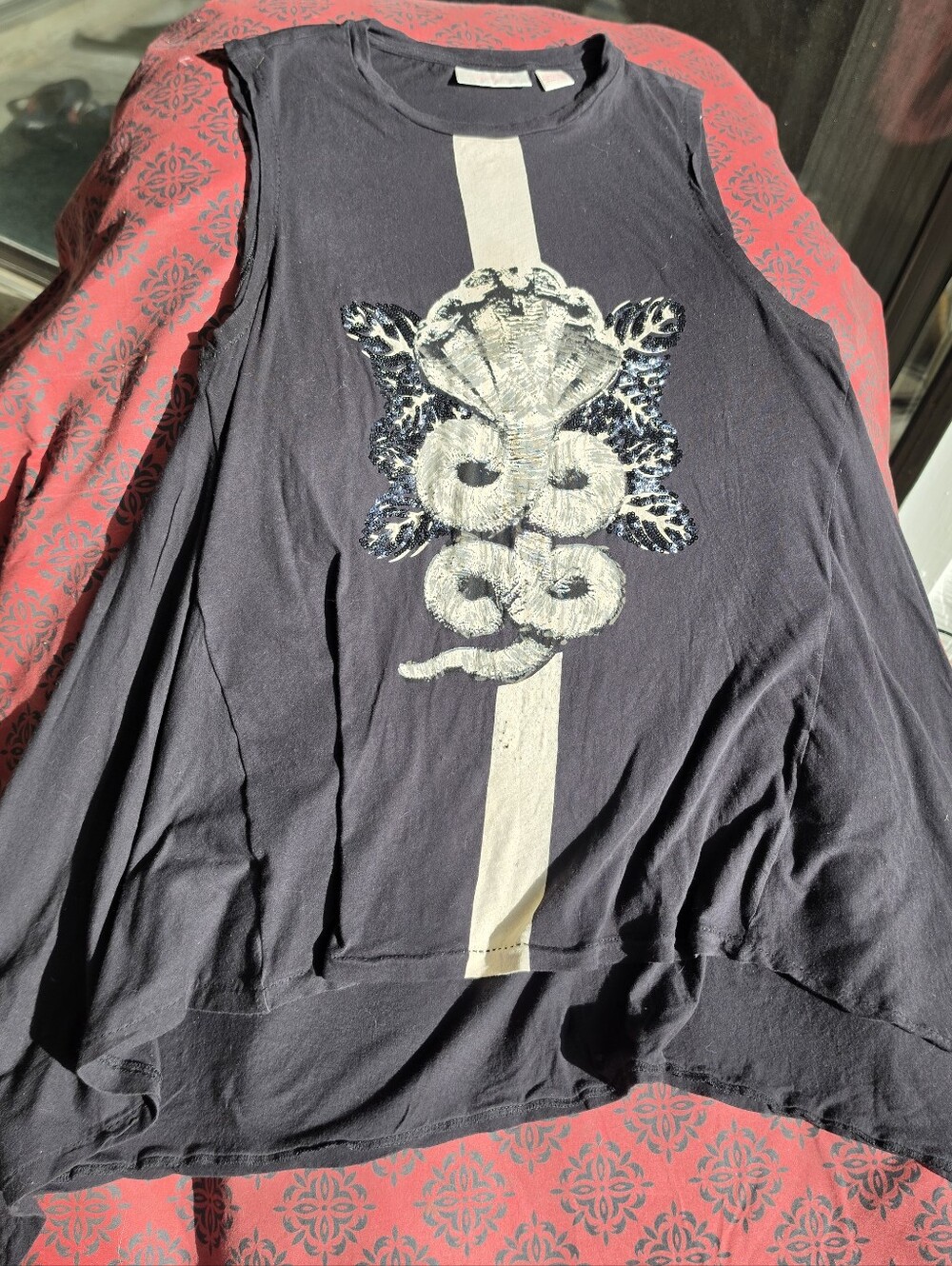 Sass & Bide Print Tunic Tank Top With Sequins Small